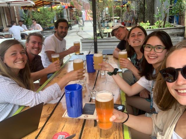 Important to refuel occasionally! Hanna, Mike, Tim, Luis, Beth, Juliet and Anna